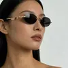 Gafas de sol sin montura ovaladas de moda marca M, estilo europeo y americano, inspiradas en celebridades para mujer, patillas metálicas de moda incrustadas con diamantes