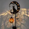 Lâmpada de lua de beija-flor solar transfronteiriça, gato preto, com vidro rachado para decoração de gramado, jardim, pátio externo