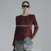 Camiseta Básica Slim Fit de Manga Longa Proteína do Leite Caxemira Autoaquecimento Rejuvenescedora da Pele Versátil para Mulheres Novo Estilo