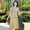 Vestido de Verão da Mamãe 2025 Novo Vestido Estilo Chinês para Mulheres de 50 Anos, Meia-Idade e Idosas, Estilo Verão, Saia Estampada Nobre