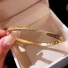 Pulsera Romántica Estilo Chino Chapada en Oro Real de 18 Quilates con Circonita Redonda Retorcida, Pulsera Vintage con un Toque de Lujo Ligero y de Alta Gama