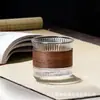 Taza de Agua de Vidrio Personalizada con Rayas Verticales, Borde de Madera, Taza para Beber para Oficina, Hombres y Mujeres, Taza de Té, Taza de Café, Modelo Nuevo Creativo Aislante Térmico
