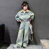 Abrigo informal de primavera y otoño para niñas, traje vaquero, otoño 2024, nuevo estilo occidental de moda, ropa de otoño para niños