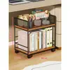 Estante de livros móvel sob a mesa estante de chão para livros estante de acabamento carrinho lateral de mesa mesa lateral de escritório estante de armazenamento com rodas para estudantes