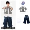 Ropa de Moda para Niños de Danza Urbana Ropa para Niños Genial y Guapo Ropa para Actuación de Batería Hip-Hop para Niños Hip-Hop Holgada para Verano
