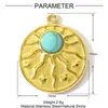 Nuevo Colgante Redondo de Acero Inoxidable Turquesa para Mujer Pulsera Cuadrada de Piedra Natural Accesorios de Joyería DIY de Acero de Titanio