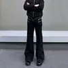 Pantalones acampanados americanos de alta costura transfronterizos con múltiples cremalleras, pantalones de diseño versátil de alta costura negros adelgazantes