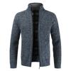 Comercio exterior otoño e invierno Nuevo suéter grueso de punto con forro polar, cárdigan con cremallera, suéter de color sólido con cuello alto, abrigo, chaqueta para hombre