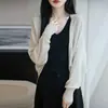 2026 Verano Nuevo Estilo Cárdigan Malla Camisa de Aire Acondicionado para Mujer Mangas Murciélago Chal Abrigo Cárdigan Top de Punto Fino