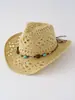 Sombrero de Paja Occidental de Vaquero Calado Transfronterizo de Amazon para Verano Sombrero de Paja para Protección Solar Sombrero de Playa para Exteriores junto al Mar