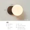 Lámpara de pared minimalista nórdica con interruptor y cordón de tracción, lámpara esférica de madera maciza, lámpara de pared de estilo vintage para dormitorio o pasillo junto a la cama, hierro