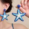 Aretes de Borla con Cuentas de Flores de Aliento Nocturno ~ Aretes de Tuerca para Mujer con Flores de Color Contraste Retro, Aretes de Tuerca para Vacaciones, Aretes de Estilo Étnico