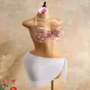 Top de Cadena para Cuerpo AYJ Transfronterizo Vintage con Tachuelas Cruzadas, Perlas Rosadas Mate, Cuello Halter de Alta Resistencia, Espalda Descubierta Estilo Punk