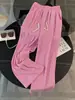 2026 Nuevo Estilo Manga Corta Sencillo Pantalón Ancho Traje Verano Rosa Elegante Casual Longitud Media Moderno Conjunto de Dos Piezas