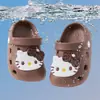 Zuecos infantiles de EVA para verano, sandalias antideslizantes de interior con estampado de leopardo y Gato KT para niños mayores y pequeños