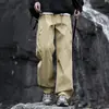 Pantalones de Trabajo para Hombre Marca Americana de Moda Resistentes al Viento Primavera y Otoño Streetwear Plisados Estilo Paracaídas Color Sólido Pierna Recta Pantalones Largos