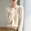 Camiseta interior sin costuras de lana 100% pura para mujer, para otoño e invierno, con cuello alto, estilosa, versátil, suéter de punto suave y acogedor