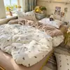 Nuevo juego de cuatro piezas jacquard teñido en hilo de alto peso, estilo simple y fresco, ropa de cama estilo princesa de lujo ligero