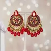 Pendientes de Borla con Piedras Imitación Esmeralda Transfronterizos, Nuevos Pendientes de Lujo con Cadena de Perlas y Pedrería Retro Indio para Mujeres, Diseño Creativo