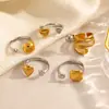 Anillo de Acero Inoxidable Transfronterizo con Diseño Geométrico, Colores Contrastantes Dorado y Plateado, Líneas Circulares, Multicapa, Personalizable, Moderno, Joyería Chapada en Oro
