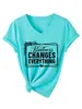 Gentileza muda loja independente Amazon Wish camiseta feminina confortável e versátil de manga curta com decote V