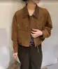 Chaqueta corta retro de gamuza estilo coreano para mujer, colección otoño 2026, con cremallera y cuello, un top versátil y elegante
