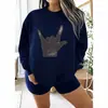 Moletom de Gola Redonda Transfronteiriço com Estampa de Gesto Personalizado, Blusa de Pulôver Solta, Estilo Atacado Amazon Wish