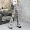 Pantalones Acampanados Grandes Estilo Europeo y Americano Estampado Tótem Azul Turquesa Cintura Alta Ajustados Abraza Caderas Pantalones de Yoga Danza