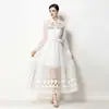 Novo Vestido Feminino de Início de Primavera 2026, Vestido de Manga Longa com Lapela, Detalhes em Strass, Patchwork Vazado, Estilo Europeu e Americano de Comércio Exterior Vestido Longo