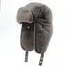 Gorro de trampero cálido grueso bordado con forro polar de invierno y lana de cordero para ciclismo al aire libre, resistente al viento y protector de orejas