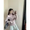 Camiseta de manga comprida lisa versátil com gola alta e forro de fleece para mulheres, camada base outono e inverno, ajuste slim, estilo coreano, top 25939