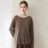 Cashmere de Seda 2026 Outono/Inverno Novo Suéter de Malha Liso Feminino Solto Gola Caída