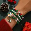 Set de Pulseras Apilables de Colores Mixtos de Cristal, Arcilla Suave y Cuentas de Arroz con Diseño de Copo de Nieve, Reno y Árbol de Navidad de Santa Claus Transfronterizo Europeo y Americano