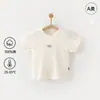 Camisetas de Manga Corta Finas de Verano para Bebés Niños y Niñas, Ropa Infantil de Verano para Niñas de Color Liso con Media Manga, Algodón Puro Grado A