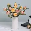 Flor Artificial Rosa Flor Falsa Flor Seca Decoración Sala de Estar Mesa de Comedor Mesa de Café Floricultura Decoración Decoración de Lujo Ligero para Comercio Exterior