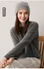 Suéter de Punto Grueso 100% Cachemir Otoño Invierno para Mujer Hombro de Silla Cuello Redondo Capa Base Pulóver de Punto Top Versátil