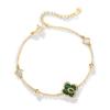 Pulsera Lucky Clover de plata esterlina 925 para mujer, pulsera de flores versátil de moda Qixi ins, pulsera de pavo real