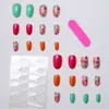 24 Peças de Unhas Postiças Ovais Peças de Armadura para Unhas Estilo Doce Fresco Padrão Floral Arte de Unhas Brilhante Venda por Atacado Transfronteiriça