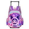 Mochila Escolar con Ruedas Modelo Nuevo Transfronteriza para Niños de 12 Pulgadas, Mochila de Estudiante de Primaria Rígida, Mochila Escolar de Jardín de Infancia con Dibujo de Kuromi