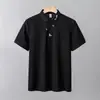 Camisa Polo de Estilo Nuevo para Verano con Bordado Floral en el Cuello, Moderna, Casual, Versátil, Transpirable, de Manga Corta, Corte Ajustado para Hombre