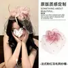 Chapéu Pequeno de Renda Rosa Francês, Véu de Noiva de Celebridade, Acessórios de Cabelo, Acessórios de Vestido Feminino, Chapéu de Cabeça para Aniversário