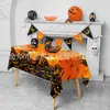 Manteles de Halloween en Stock Venta al por Mayor Decoraciones de Fiesta Transfronterizas Desechables Pe Engrosado Calabaza Calavera Murciélago
