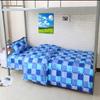 Cama de três peças Classe A dormitório estudante algodão azul cinza branco xadrez algodão único lençol de cama capa de colcha