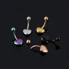 Anéis de Umbigo Europeus e Americanos de Novo Estilo em Aço Inoxidável em Formato de Coração, Piercings de Umbigo Studs em Formato de Coração, Joias para Piercing Galvanizadas a Vácuo em Estoque