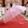 Guarda-chuva de Flores para Casamento, Guarda-chuva Transparente Gaiola de Pássaros, Guarda-sol Curvo em Forma de Cogumelo Flor de Cerejeira, Estilo Fresco, À Prova d'Água e Protetor Solar Atacado