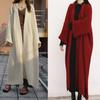 Suéter Plus Size para Mulheres, Estilo Outono e Inverno 2026, Cardigã Longo de Tricô Soltinho, Estilo Preguiçoso, Casaco Grosso de Lã Acima do Joelho para Mulheres