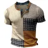 Comercio Exterior Transfronterizo Camiseta Nueva de Manga Corta para Hombre con Estampado Digital 3D y Tapeta Frontal de 3 Botones, Ropa Casual de Moda para Hombre