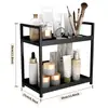 Estante de almacenamiento de escritorio de doble nivel Estante de plástico para clasificar en la cocina Estante de almacenamiento de perfume y cosméticos para la encimera del baño Estante para tocador
