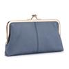 Bolso de mano largo con clip de moda simple de cuero genuino, nueva billetera de piel de vaca de primera capa, bolso de almacenamiento dorado con boca, gran capacidad