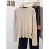 Camiseta básica de punto color verde menta para mujer, estilo coreano otoño e invierno, color liso, manga larga, top interior suave y acogedor